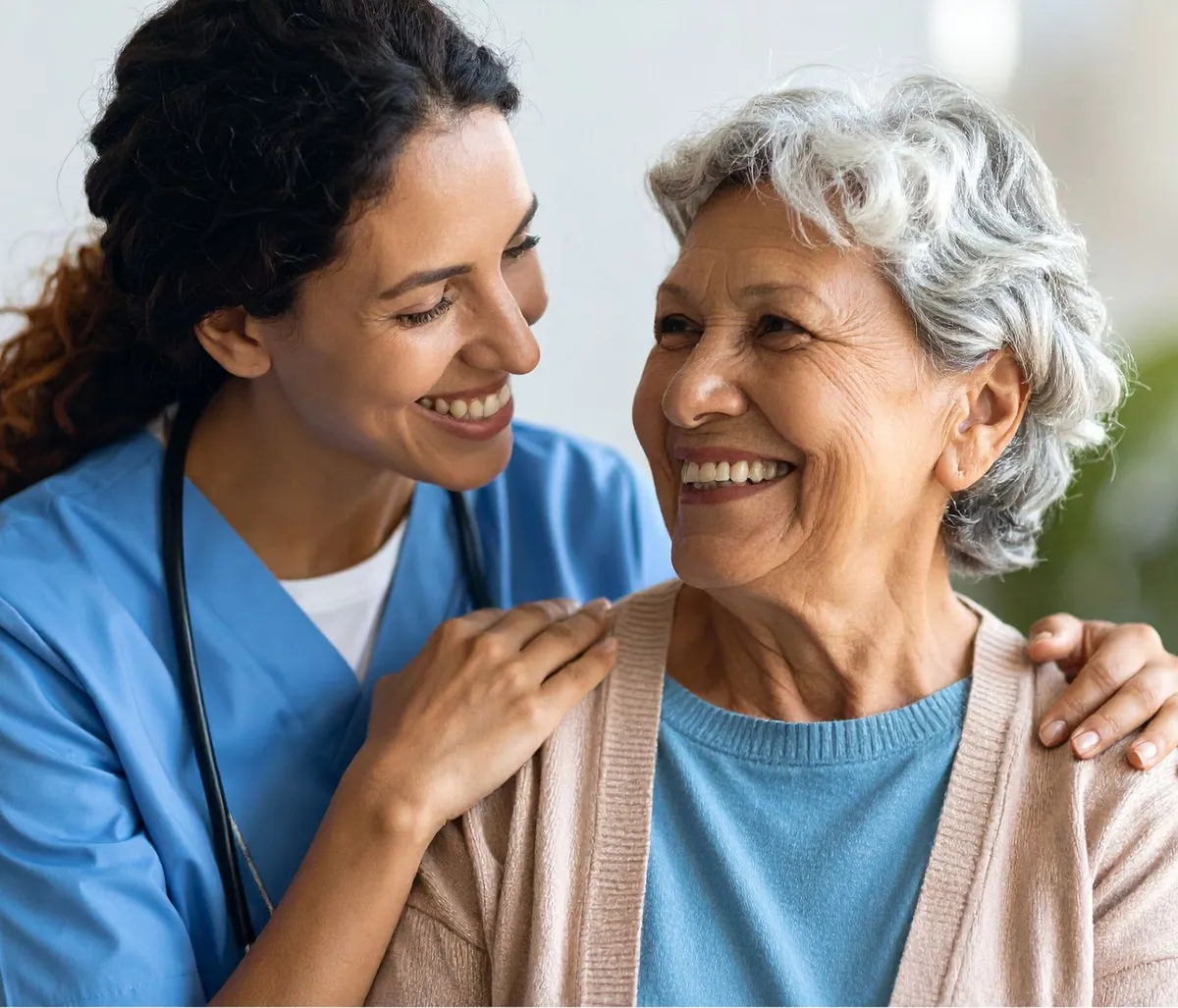 Caregiver supporting a senior at home