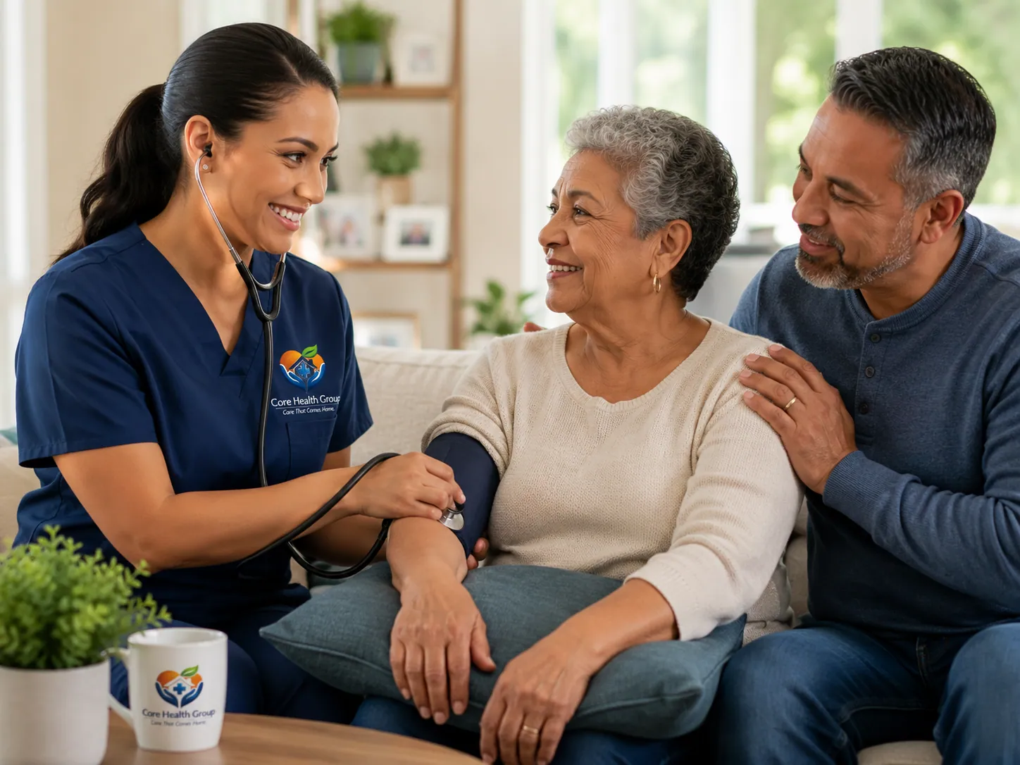Core Health Group nurse caring for a senior couple at home